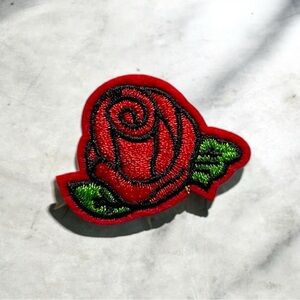 Red Rose Embroidered Patch